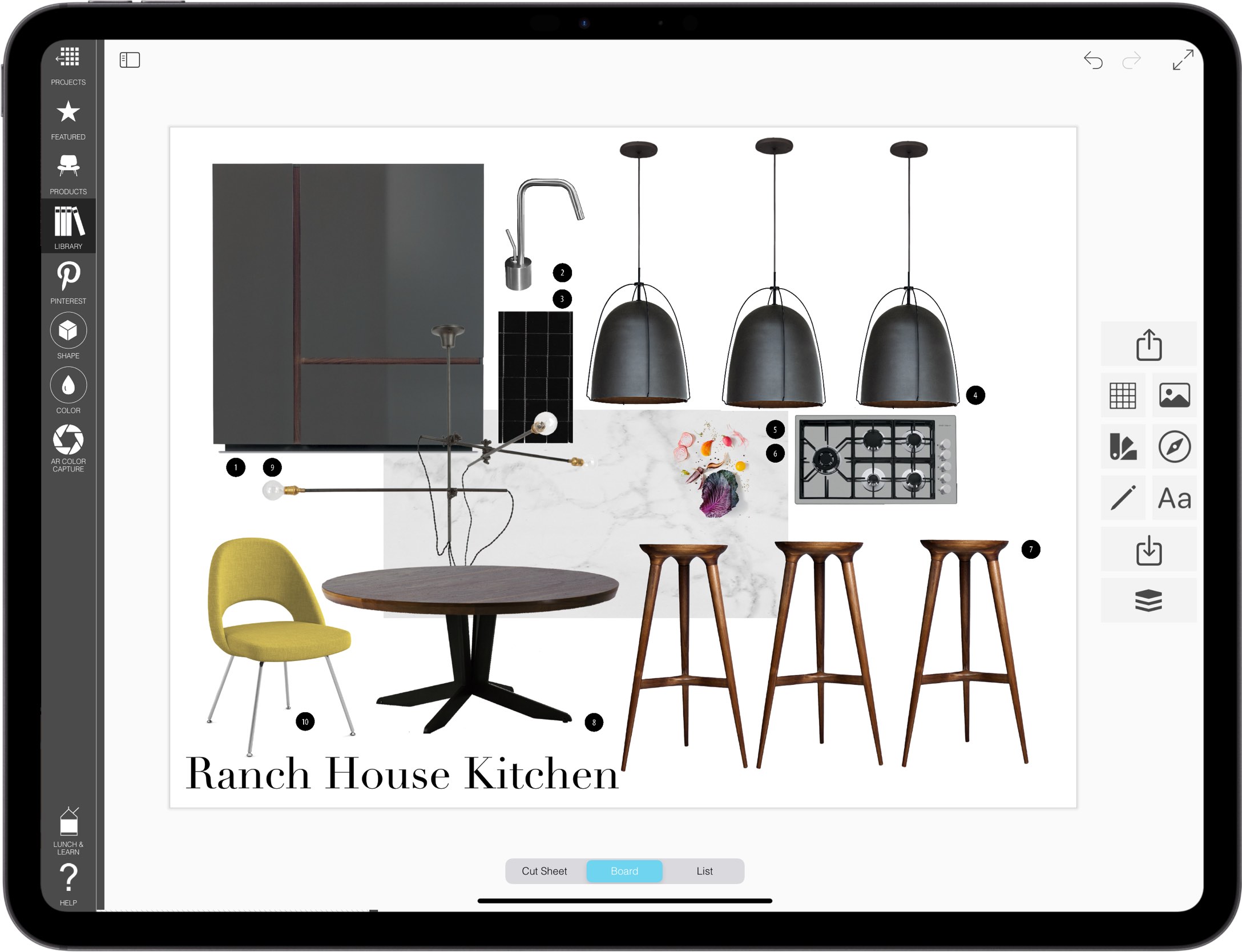best interior architecture app for iPad_E4_best interior architecture app for iPad_moodboard maker_moodboards_mood board maker_05_Concept Design Board_Ranch House Kitchen Mood Board